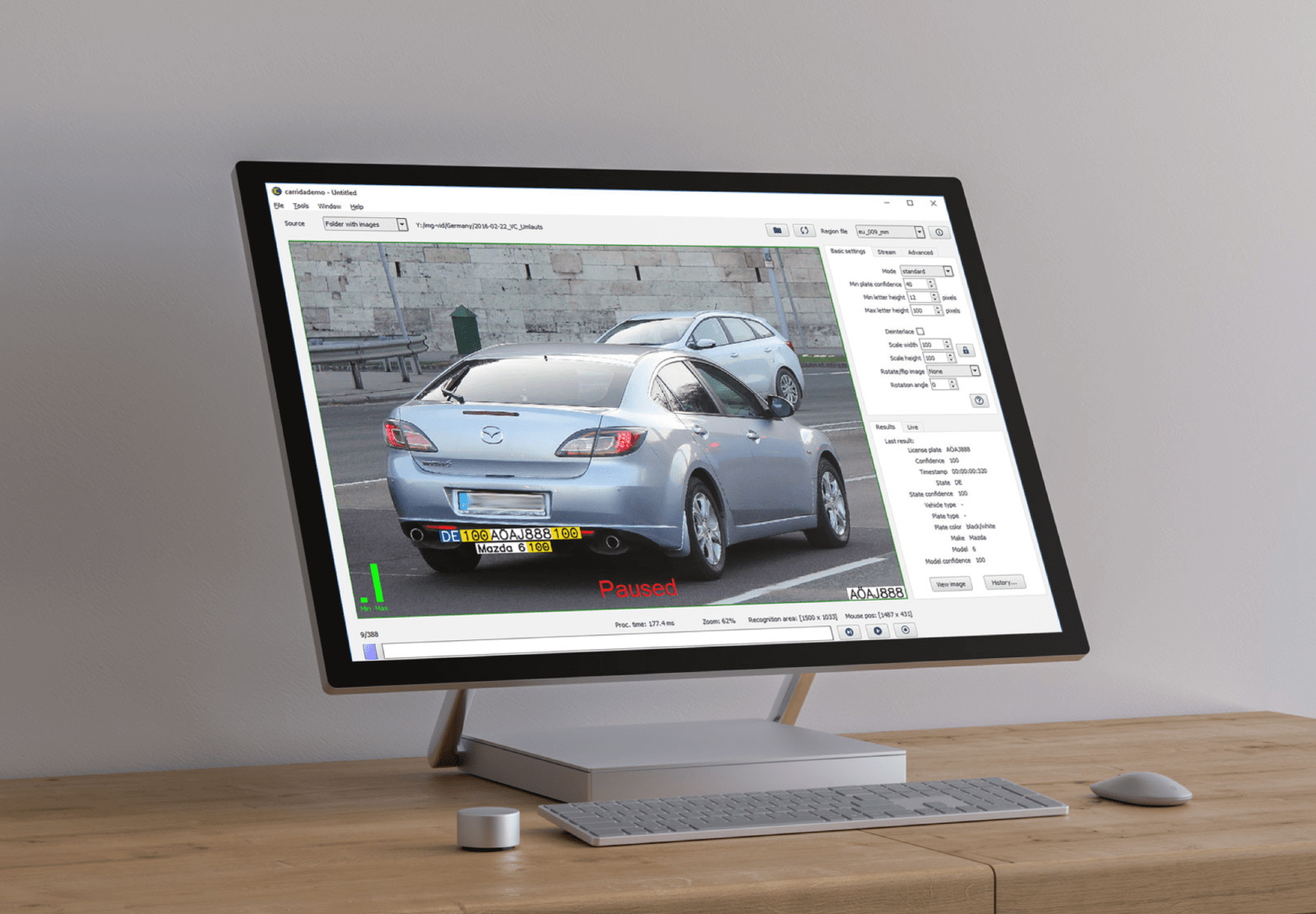 CARRIDA Software auf einem Beispielmonitor