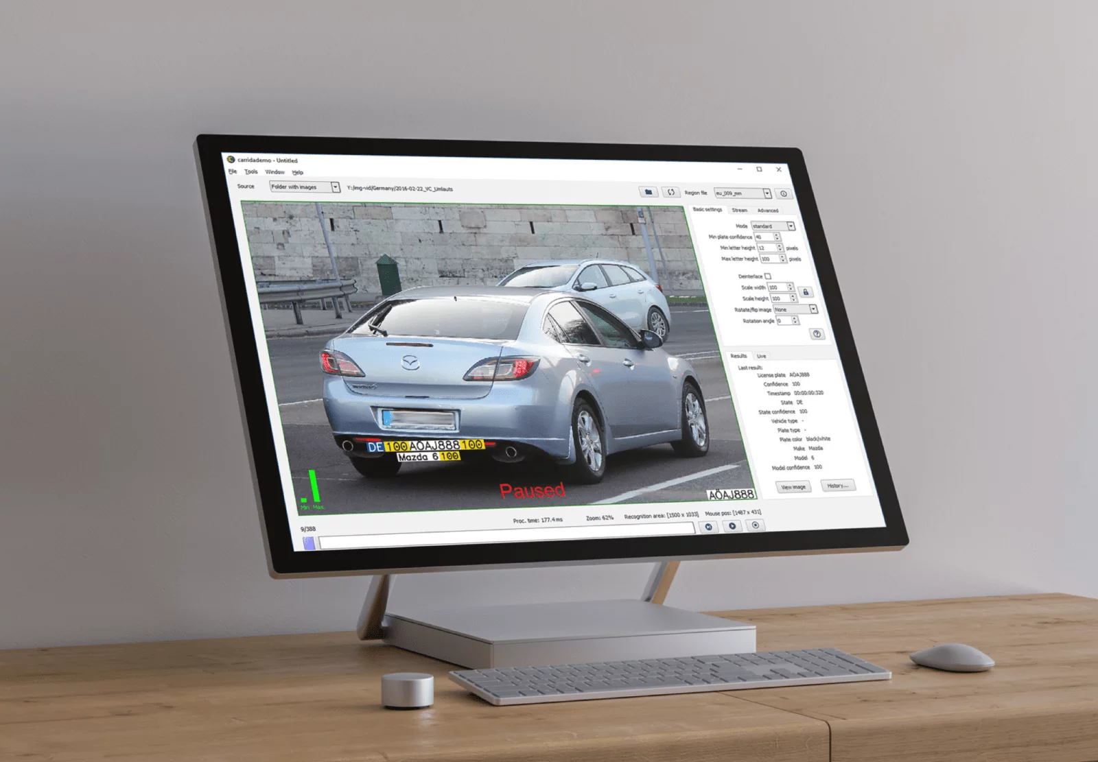 CARRIDA Software auf einem Beispielmonitor