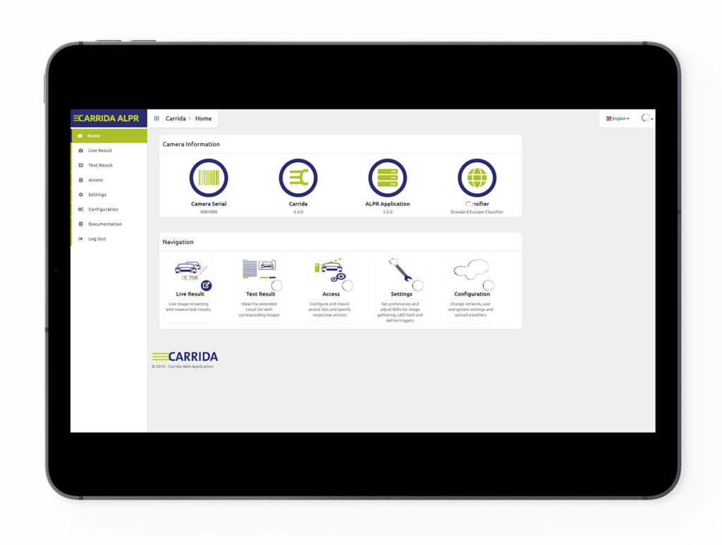 Interface der CARRIDA ANPR Software.