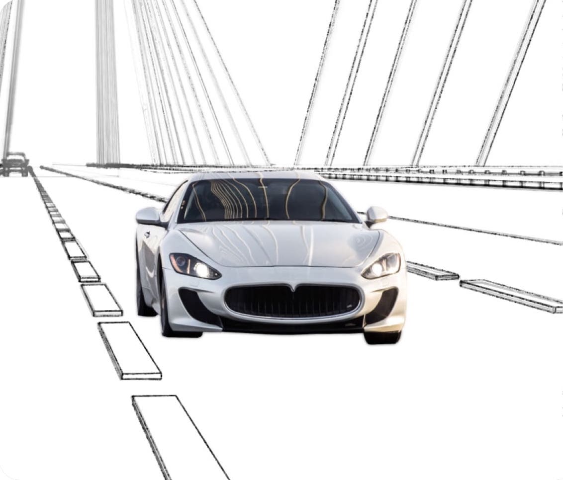Auto auf einer Brücke